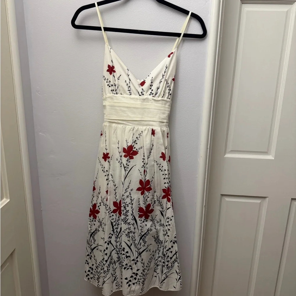 Max Studio Cream and Red Floral Midi Dress - Picture 1 of 4